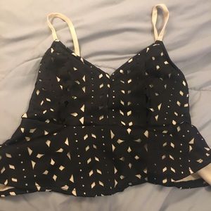 Black and Tan cropped peplum top